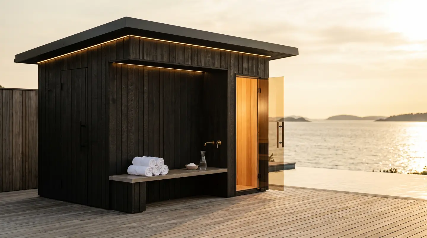Proyek Refit health club resort di Nongsa: sauna 8 orang dan cold plunge di Batu Besar, Nongsa, Batam